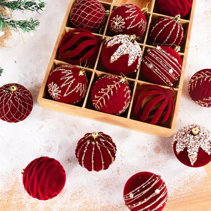 Grandes Boules de Noël Rouge de 8cm, Décorations pour la Maison, Cadeau de Nouvel An, 2024, 2025