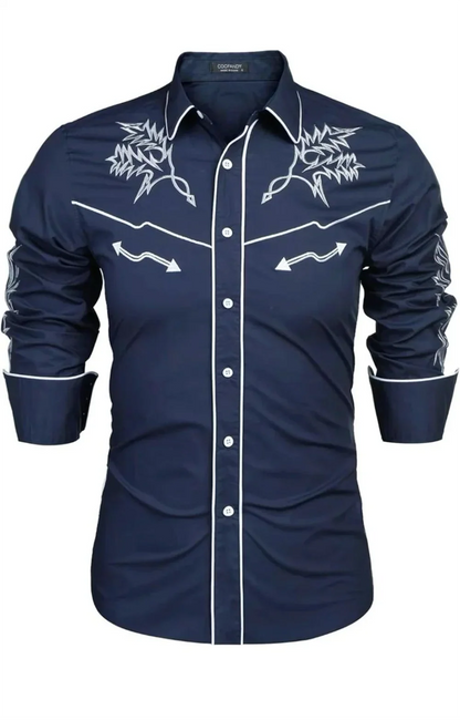 Chemise en denim western pour homme, confortable et douce, à manches longues, idéale pour le quotidien, avec boutons tendance