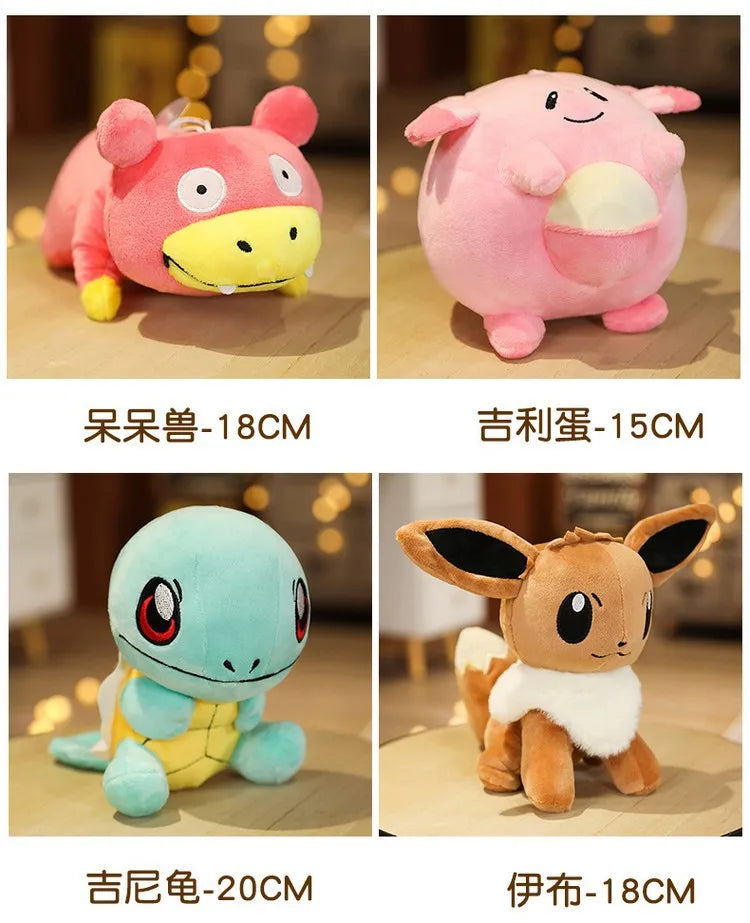 Pikachu Pokemon Plush Doll Charmander Bulbasaur Squirtle Psyduck Eevee Plush Soft Stuffed Animals Peluche Plushie Toy Gifts