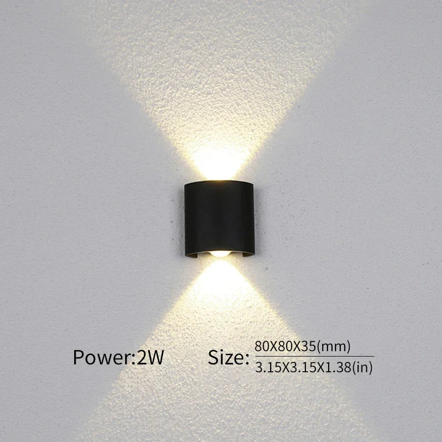Mur LED lumière extérieure intérieure 2W 4W 6W 8W 10W AC85-265V haut vers le bas blanc noir lumière moderne pour maison jardin chambre couloir
