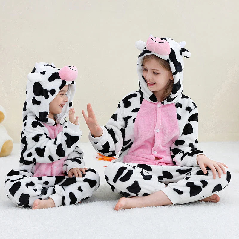 MICHLEY Pyjama grenouillère en flanelle pour Halloween, hiver, avec capuche, pour enfants, déguisement familial, combinaison de nuit, robe de chambre pour garçons et filles