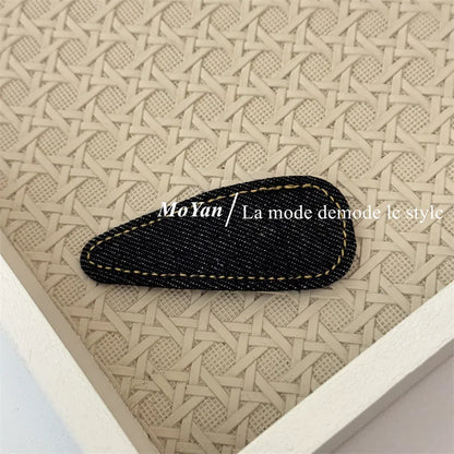 Rétro simple denim bleu haut de gamme nouvelle épingle à cheveux cheveux cassés épingle à cheveux frange BB clip tempérament polyvalent clip latéral