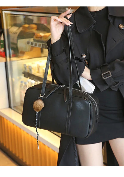 Sacs à bandoulière en cuir véritable de vache pour femmes, sacs à main de luxe de styliste de mode pour dames, sac à main rétro en cuir de vache Boston pour les déplacements