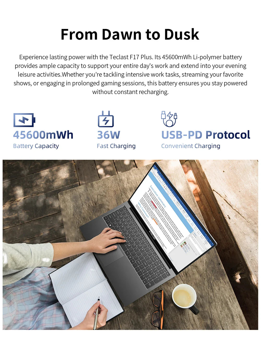 Teclast F17Plus Laptop 17.3 inch, 16GB RAM 512GB SSD, Intel N95, Windows 11 Pro Notebook, 180° Flip Laptops Computer, Backlit Keyboard, mini-HDMI，USB 3.2x3