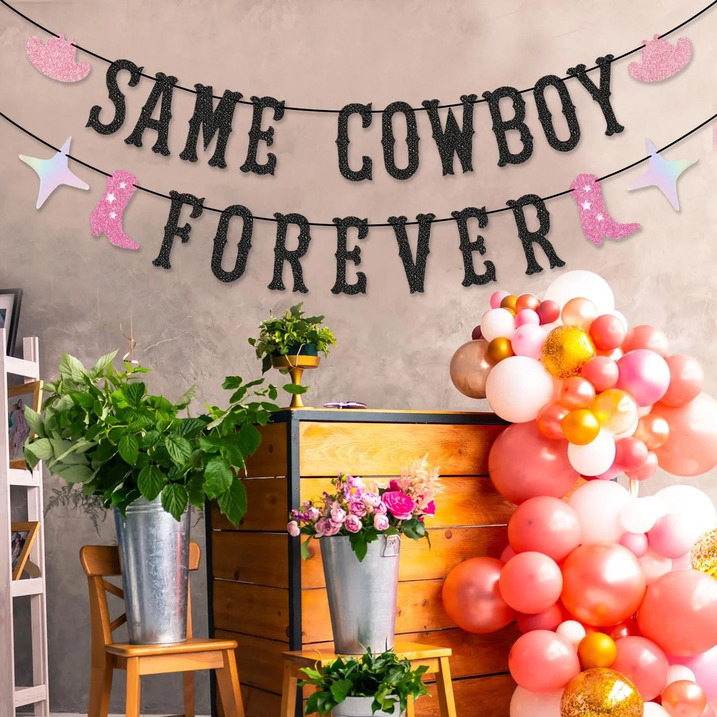 Bannière «mêmes Cowboy Forever» de Cowgirl occidentale pour les dernières décorations de fête d'enterrement de vie de jeune fille Rodeo Hoedown Nash Bash Nashville