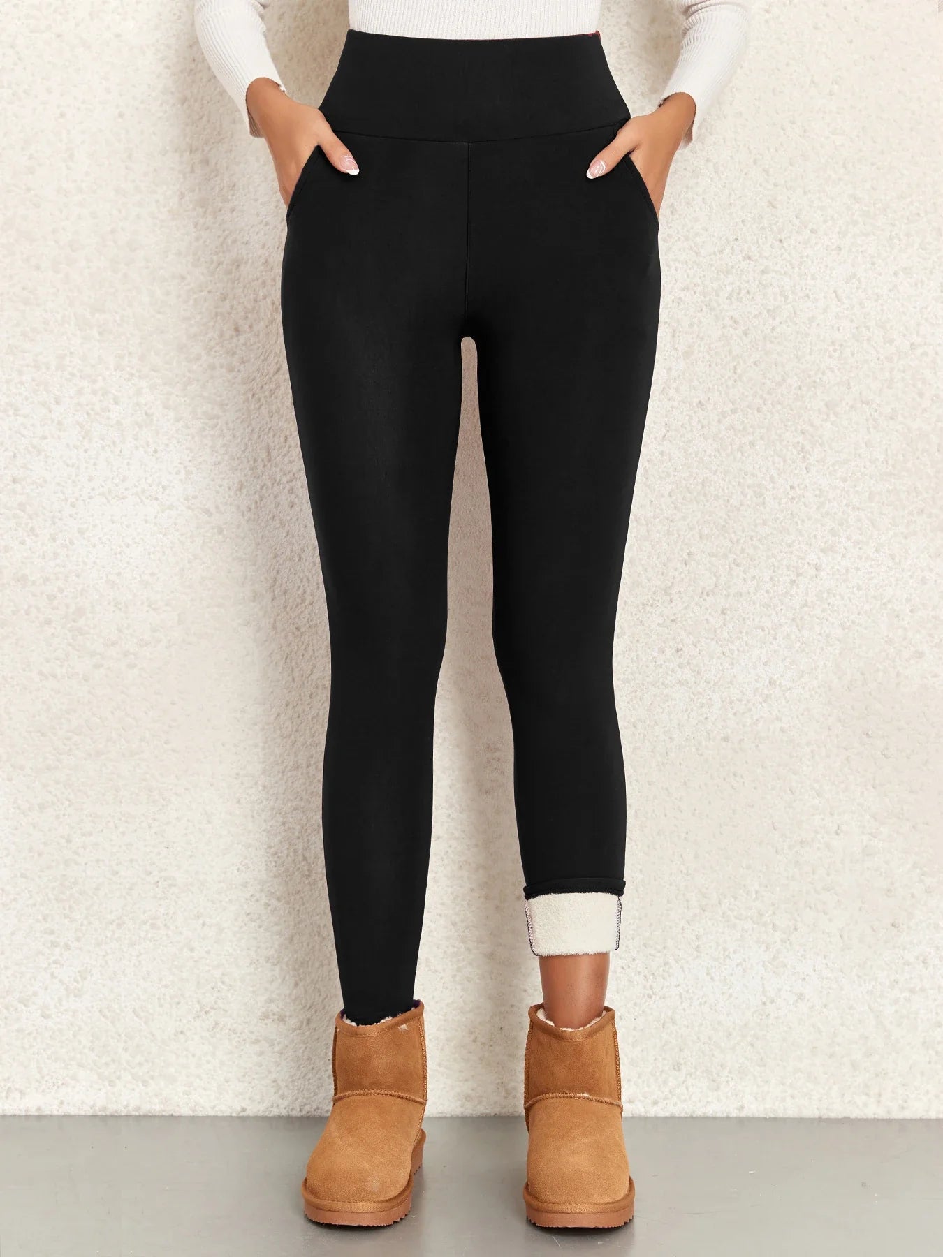 Poches épais hiver chaud Leggings femmes taille haute Mallas décontracté velours chaud Leggings prévenir le froid Super chaud pantalon