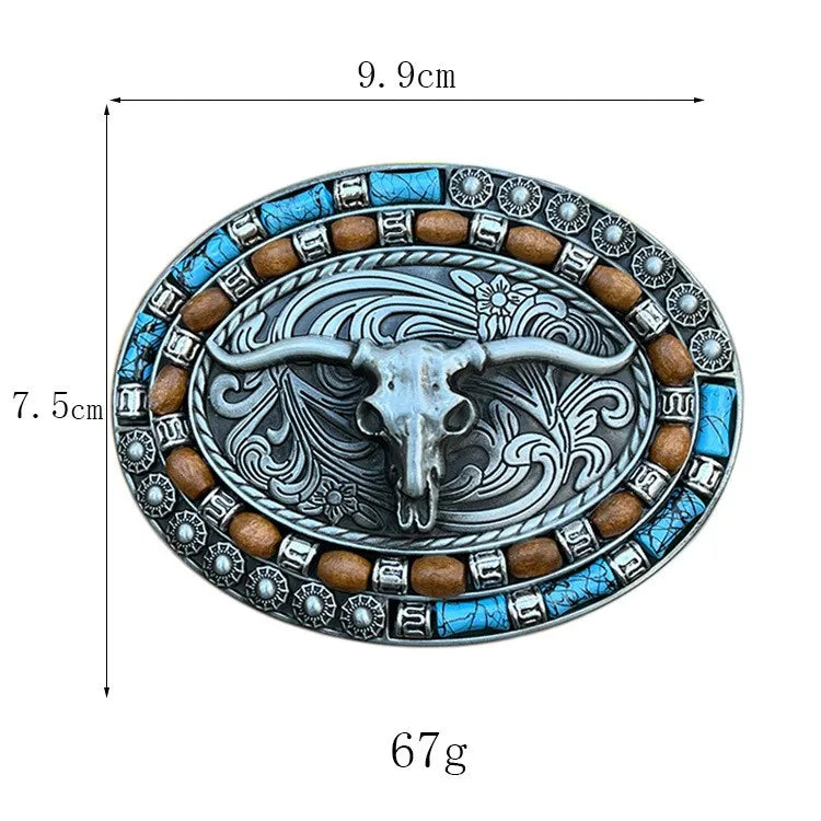 New Western Cowboy Smooth Buckle Personalized Creative Belt Buckle Head Relief Large Flower Bull Head Belt DIY Accessories