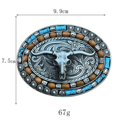 New Western Cowboy Smooth Buckle Personalized Creative Belt Buckle Head Relief Large Flower Bull Head Belt DIY Accessories
