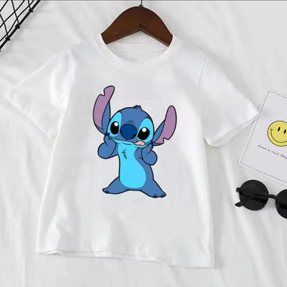Stitch Stitch Series Peripheral Cartoon Pattern Printed Children's Clothing Summer Edition Boys and Girls Round Neck T-shirt