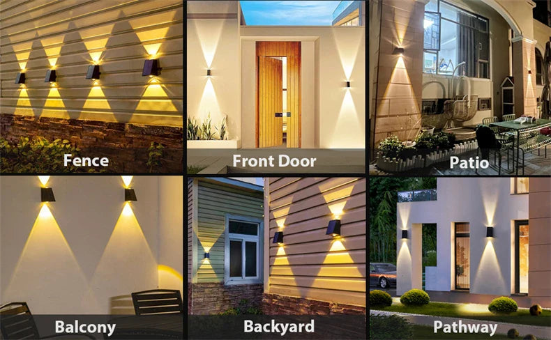 LED lumières solaires extérieur lampe murale à énergie solaire étanche décorations de jardin extérieur lumière du soleil pour rue balcon Villa lampe