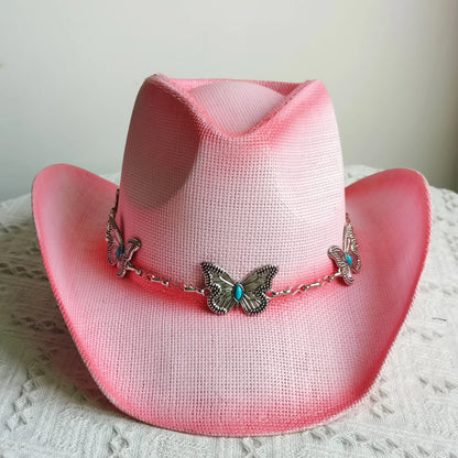 Hand-painted Western Cowboy hat Bronze green hat for men women Large Brim stiff straw hat summer sombrero vaquero hombreковбойс