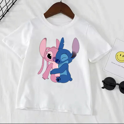Stitch Stitch Series Peripheral Cartoon Pattern Printed Children's Clothing Summer Edition Boys and Girls Round Neck T-shirt