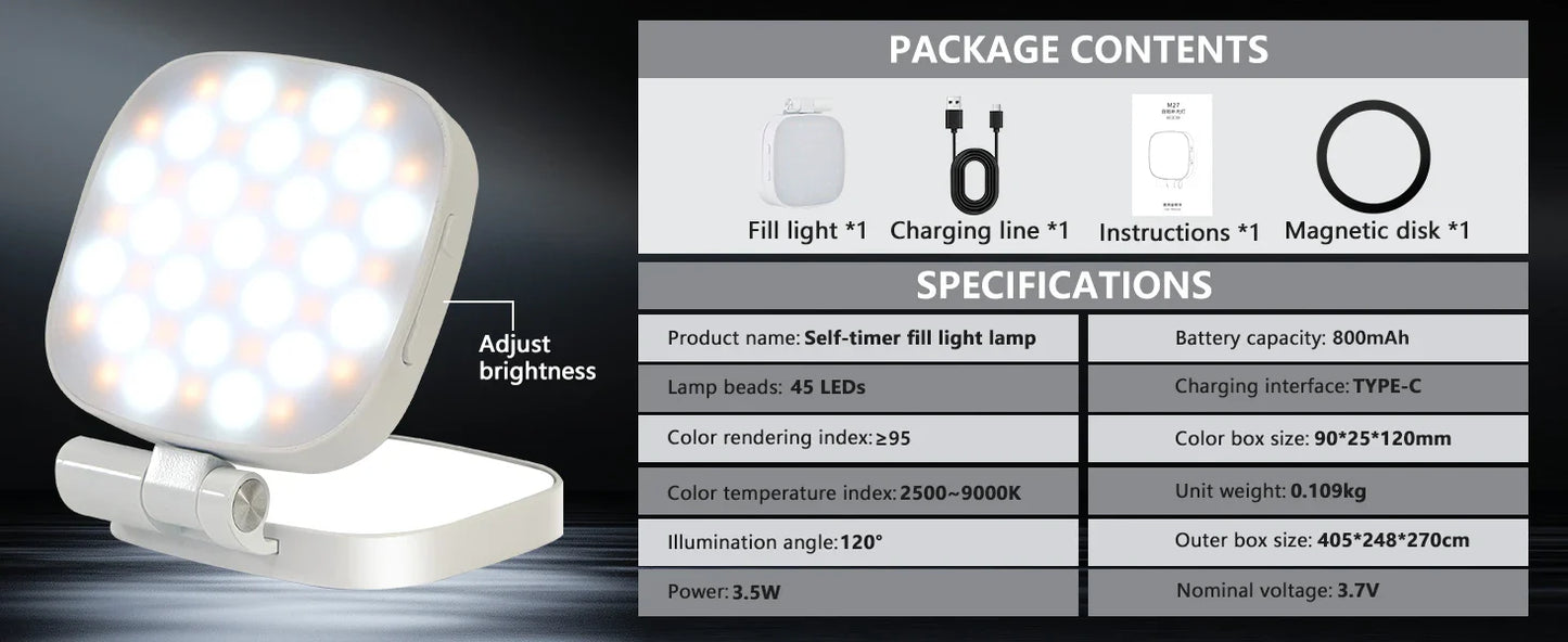 Magnetic Selfie Light, Phone Light Compatible with MagSafe IPhone,  360° LED Selfie Ring Fill Light with Mirror for Selfies/Vlog