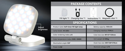 Magnetic Selfie Light, Phone Light Compatible with MagSafe IPhone,  360° LED Selfie Ring Fill Light with Mirror for Selfies/Vlog