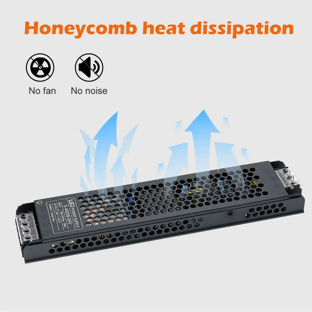 Transformateur d'éclairage LED, pilote 12V/24V, Source d'alimentation silencieuse 60W 100W 200W 300W 400W 190-240V, adaptateur convertisseur de bande LED