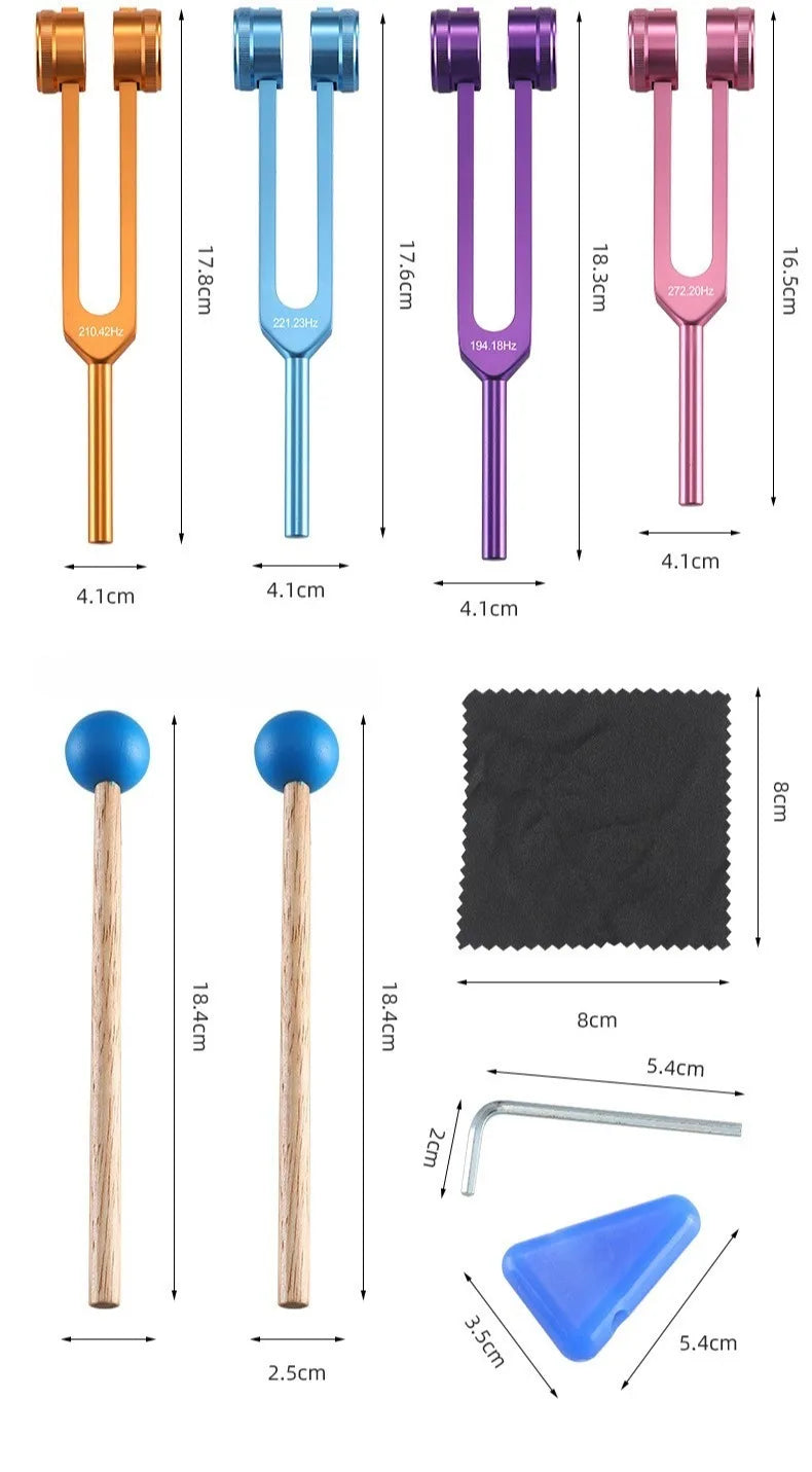 Ensembles de diapasons Chakras colorés, diapason de guérison, fourchettes de méditation en alliage d'aluminium, Instruments de Percussion portables