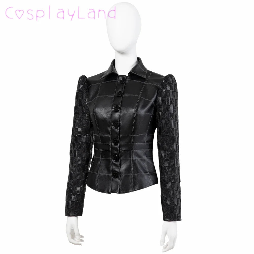 Cruella Costume Halloween Evil Queen Cosplay Outfit Black Fashion Lady Dresses Fancy Emma Formal Suit Jacket Skirt Gloves