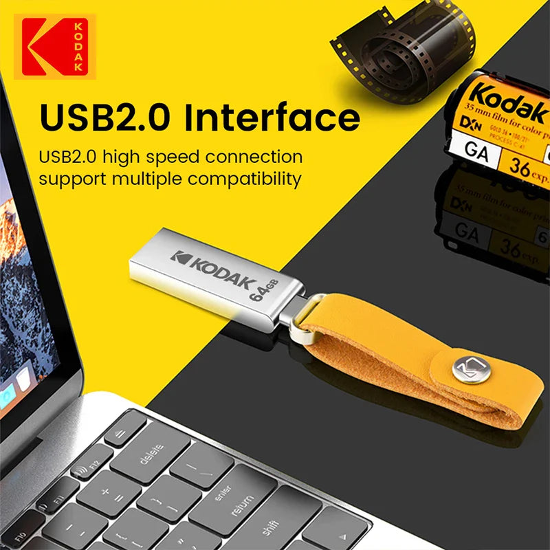 100% Original KODAK Mini metal 32GB 64GB 128GB USB Flash Drive lanyard for keys pen drive USB2.0 thumb drive