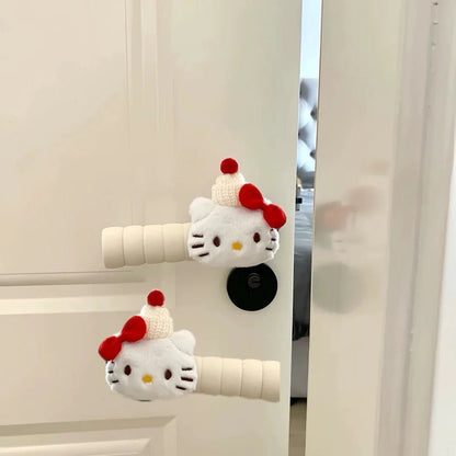Kitty Anime Plush Doll Door Knob Covers Foam Elastic Room Door Handle Protector Anime Home Accessory Decoration Gift