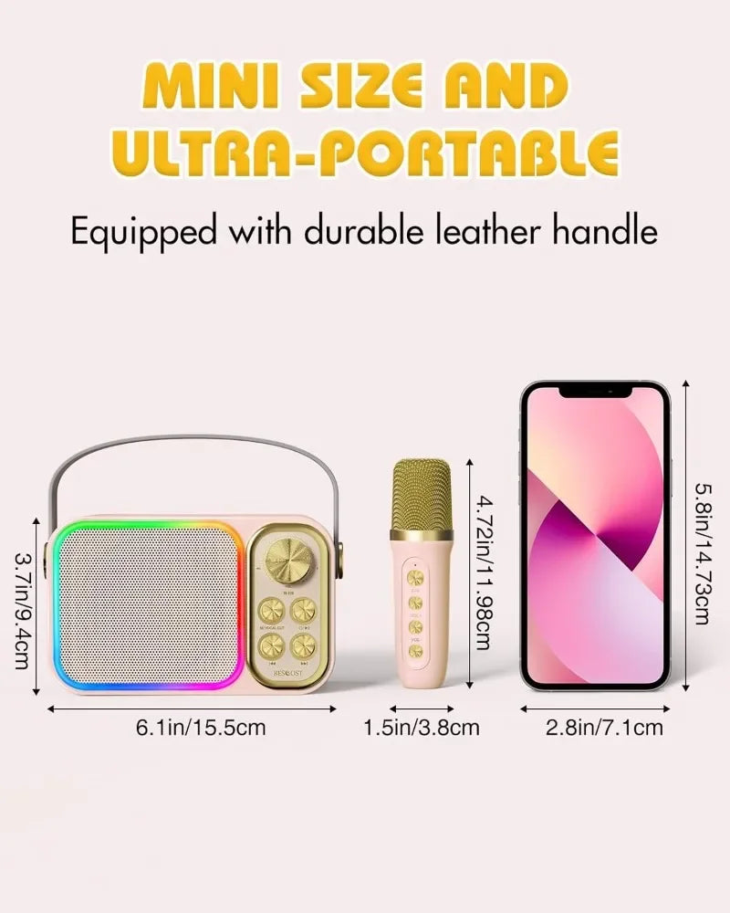 Bluetooth Speaker Accessory Portable RGB LED Light Karaoke With 1-2 Wireless Microphones Effects HIFI Stereo Surround Voice
