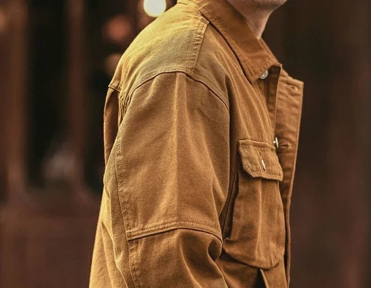 Cowboy Coat for Men Button Autumn Loose New In Denim Jackets Man Size L Japanese Retro Fashion Cowgirl Elatic Low Cost Clothing