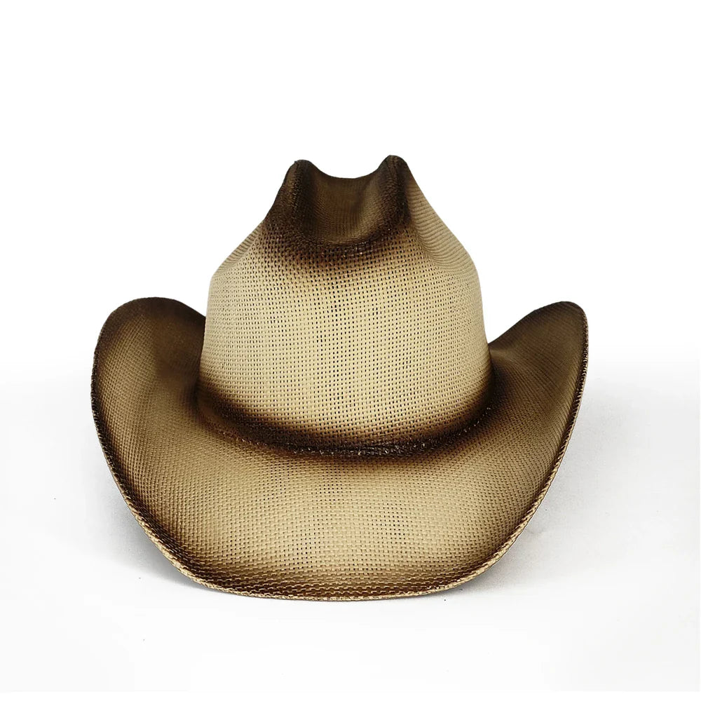 Nouveau chapeau de cowboy dégradé rétro Western pour hommes et femmes, chapeau de cowboy de scène de fête en plein air, chapeau de chevalier, sombrero de cowgirl vaquero