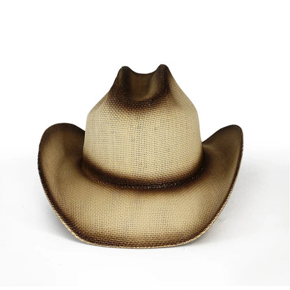 Nouveau chapeau de cowboy dégradé rétro Western pour hommes et femmes, chapeau de cowboy de scène de fête en plein air, chapeau de chevalier, sombrero de cowgirl vaquero