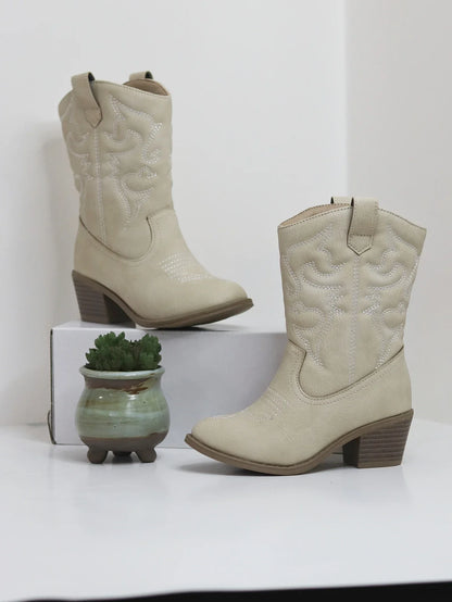 Classic Western Knee High Boots for Girls Premium Quality Slip-on Cowboy Long Booties Kids Autumn Heeled Point Botas Kids Shoes