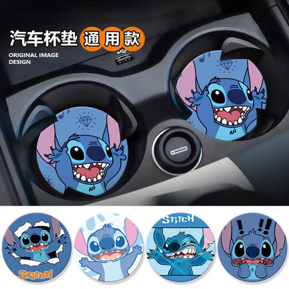Stitchou cute cartoon animation peripheral car storage non-slip mat car interior decoration creative personality water coaster