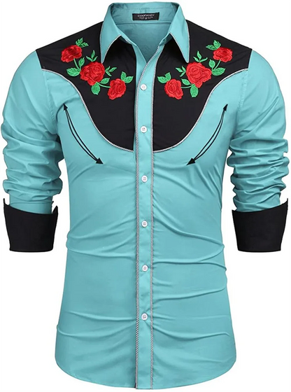 Chemise en denim western pour homme, confortable et douce, à manches longues, idéale pour le quotidien, avec boutons tendance