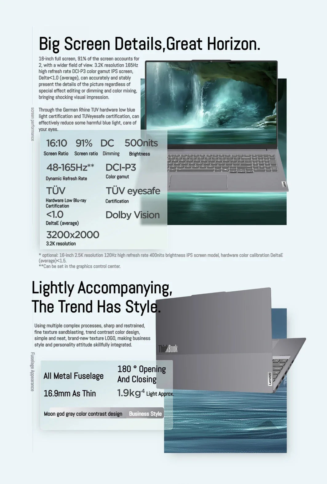 Lenovo ThinkBook 16+ Laptop Ultra 7 255H/ Ultra 9 285H Intel Arc 140T 32BG DDR5 1T SSD 16-inch 3.2K 165Hz Screen Notebook PC