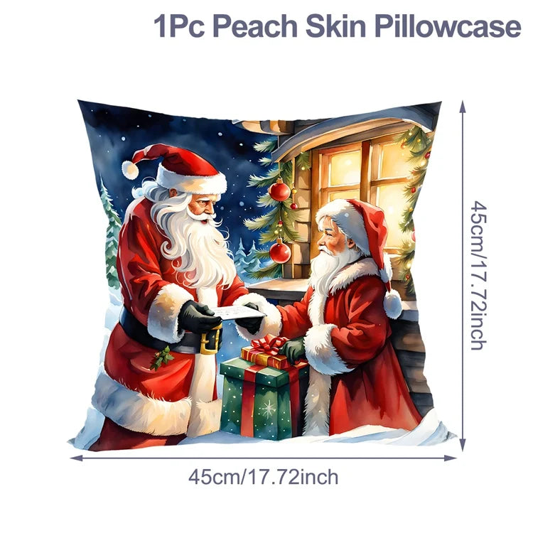 Housse de coussin de noël, père noël, décor de joyeux noël pour la maison, ornements de noël 2025, cadeaux de noël, nouvel an 2026