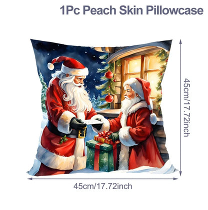 Housse de coussin de noël, père noël, décor de joyeux noël pour la maison, ornements de noël 2025, cadeaux de noël, nouvel an 2026