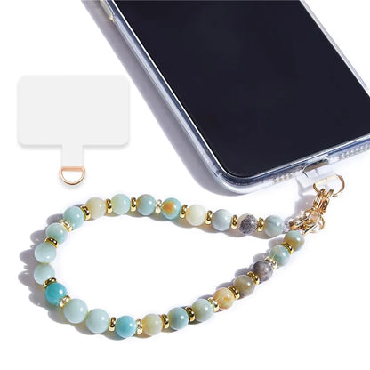 Marble Beaded Phone Wrist Strap, Detachable Cellphone Lanyard with Tether Tab, Hands-Free Wristlet Bracelet, Grip for Women