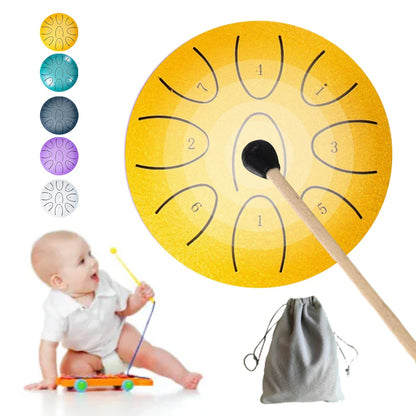 Tambour à langue en acier de 4 pouces, tambour de pluie Portable à 9 notes avec maillet de tambour, tambour éthéré pour accessoires de Percussion