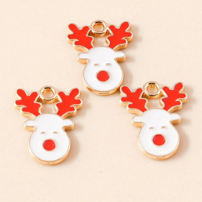 Leslie-Breloques de Noël en émail, arbre flocon de neige, chaussette, cerf, bonhomme de neige, bijoux de bricolage, cadeaux de Noël et du Nouvel An, 10 pièces