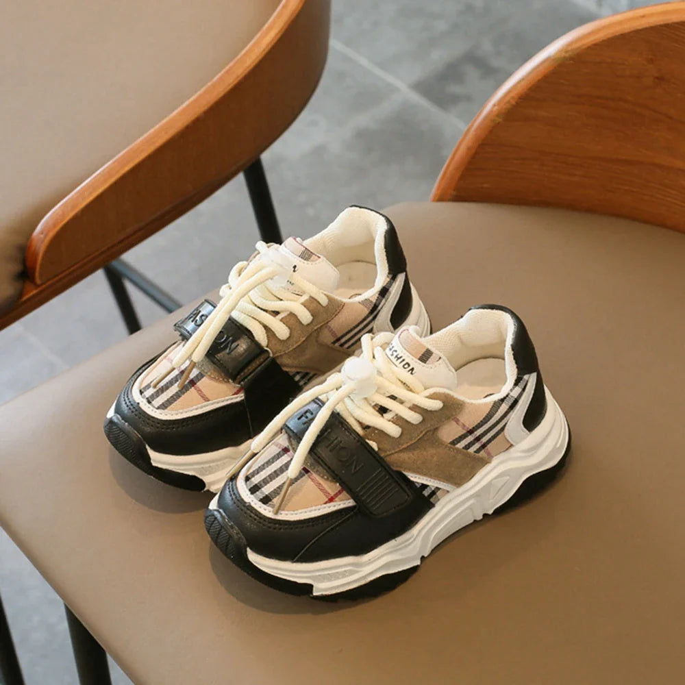 Chaussures de sport pour enfants garçons et filles, nouvelles baskets rétro d'automne, chaussures de tennis pour enfants et adolescents, chaussures de course décontractées à carreaux pour étudiants