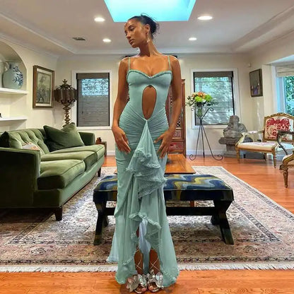 Avrilyaan Hollow Out Split Sexy Dress Women Irregular Elegant Evening Party Long Dresses Backless Bodycon Summer Dress Vestidos