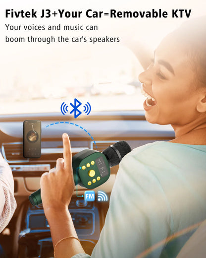 Karaoke Microphone Bluetooth Wireless Portable Home Singing Machine with Duet Sing/Record/Play/Reverb for Adult/Kid Gift
