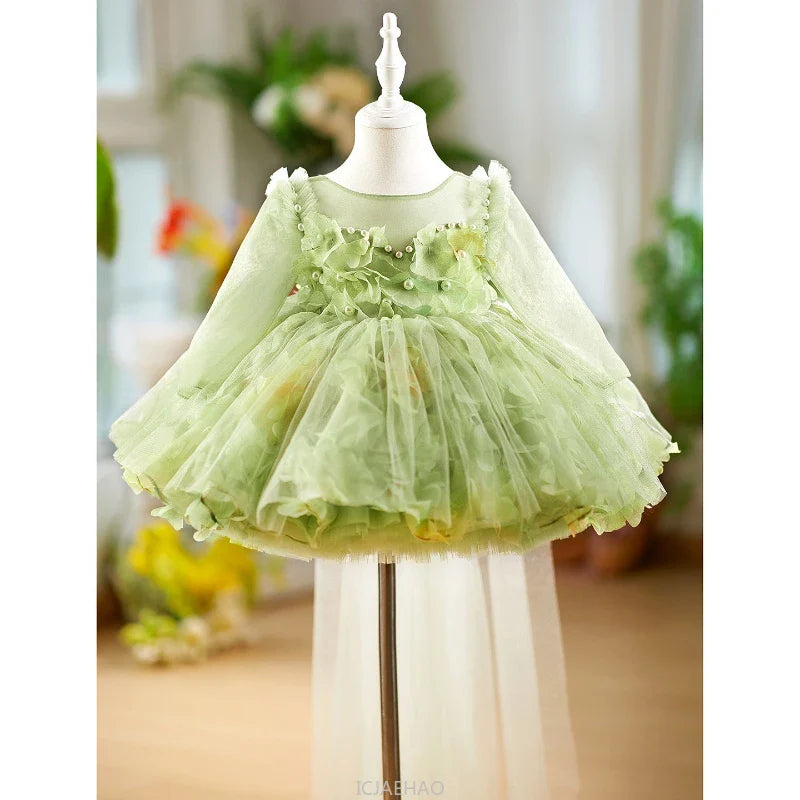 Girls' Floral Evening Dress Toddler Birthday Princess Outfit Christening Clothes Costume First Year Children's Dresses