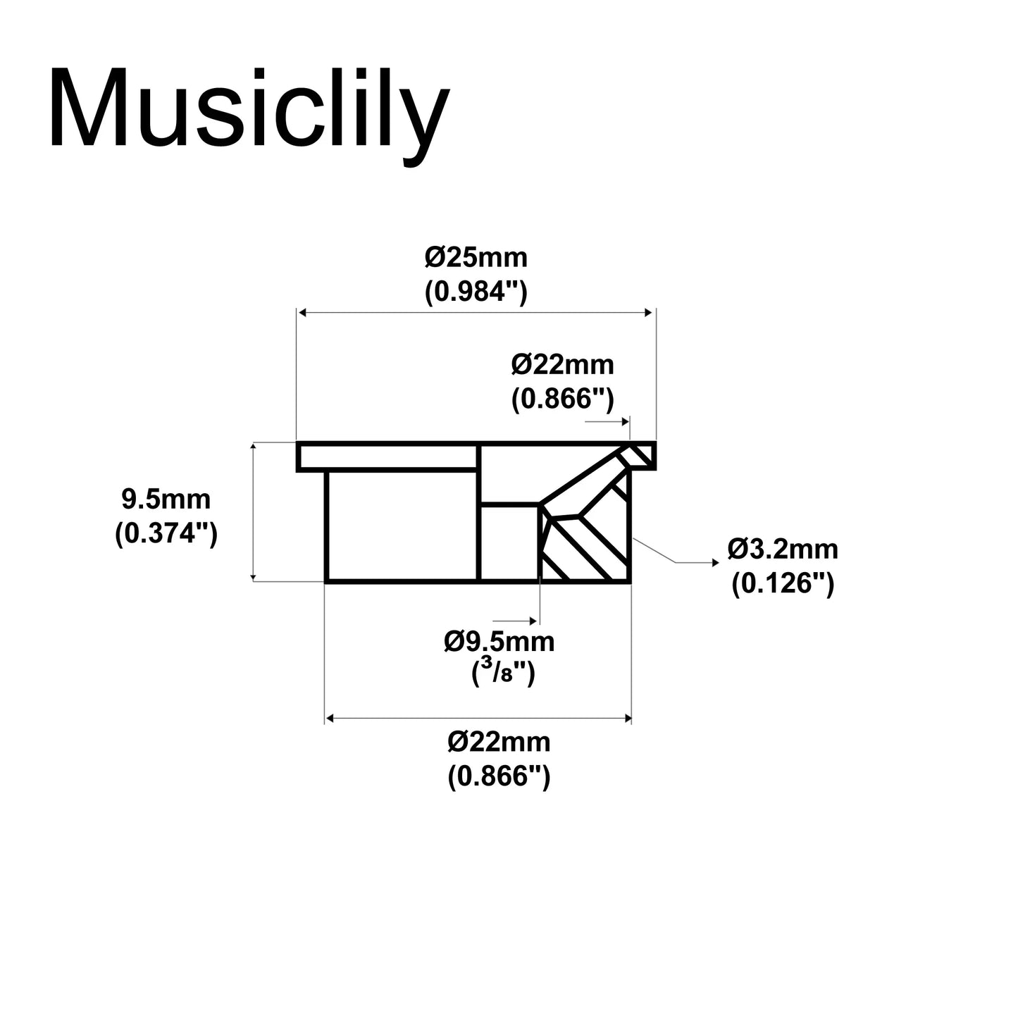 Musiclily Pro-Plaque JEJack en acier de 3/8 pouces, style moderne, pour les marques américaines et mexicaines, TL