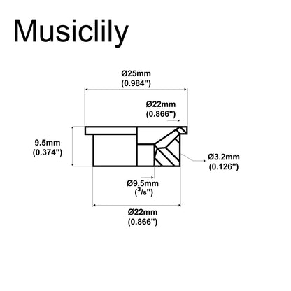 Musiclily Pro-Plaque JEJack en acier de 3/8 pouces, style moderne, pour les marques américaines et mexicaines, TL