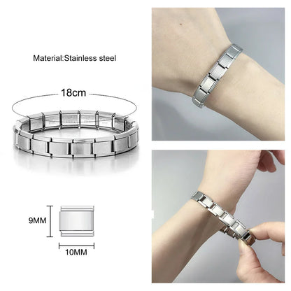 Nouveau bracelet en acier inoxydable pour homme et femme, style western, cactus, voiture, plage, breloque italienne de 9 mm, pour cadeau et fabrication de bijoux.