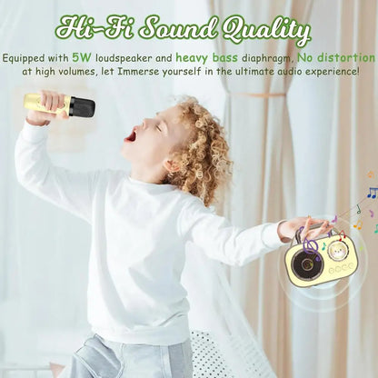 Kids Karaoke Machine Mini Wireless Karaoke Machine With Microphone Long Battery Life Rechargeable Audio Supplies With Dual Mic