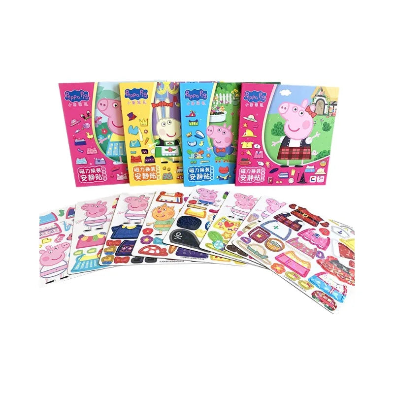 Nouveau Peppa Pig Page Habiller Autocollants Magnétiques Puzzle Magnétique Bricolage Habiller Autocollants Jouets à Tirer Cadeaux de Noël pour Enfants
