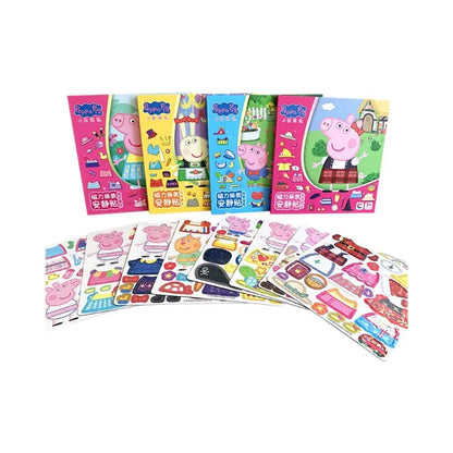 Nouveau Peppa Pig Page Habiller Autocollants Magnétiques Puzzle Magnétique Bricolage Habiller Autocollants Jouets à Tirer Cadeaux de Noël pour Enfants