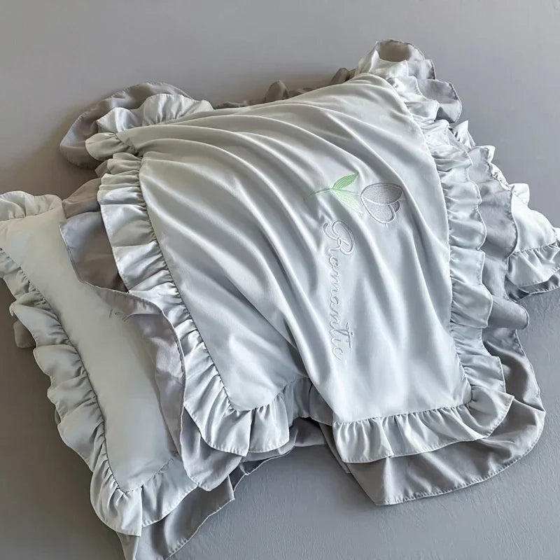 Elegance French Style Bedding Set Duvet Cover Set High Quality  2024 New Lace Princess Embroidery Double Layer Edge King Queen