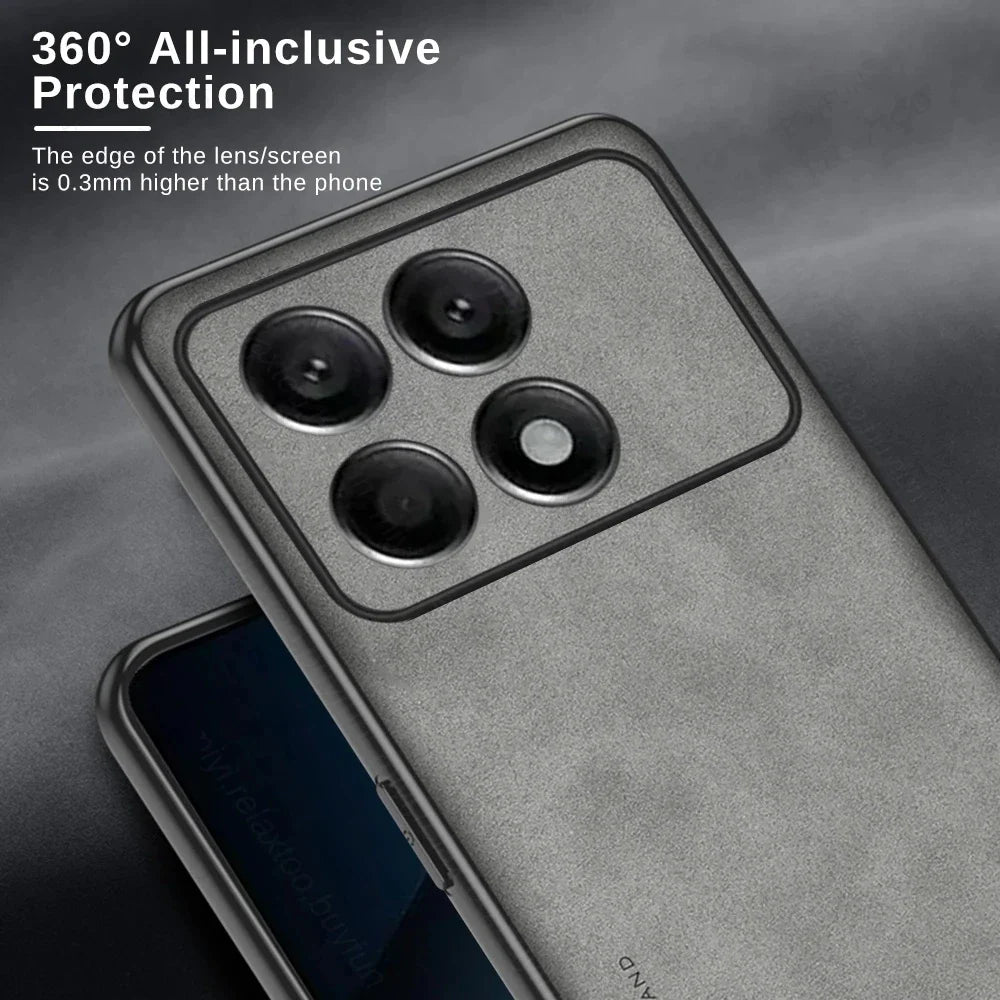 Case for Poco X6 Pro TPU Soft Frame Sheepskin Leather Back Coque for Poco X6Pro Cover Camera Protect Shockproof Protection Shell