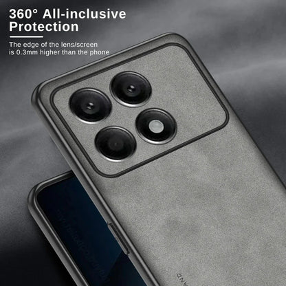 Case for Poco X6 Pro TPU Soft Frame Sheepskin Leather Back Coque for Poco X6Pro Cover Camera Protect Shockproof Protection Shell