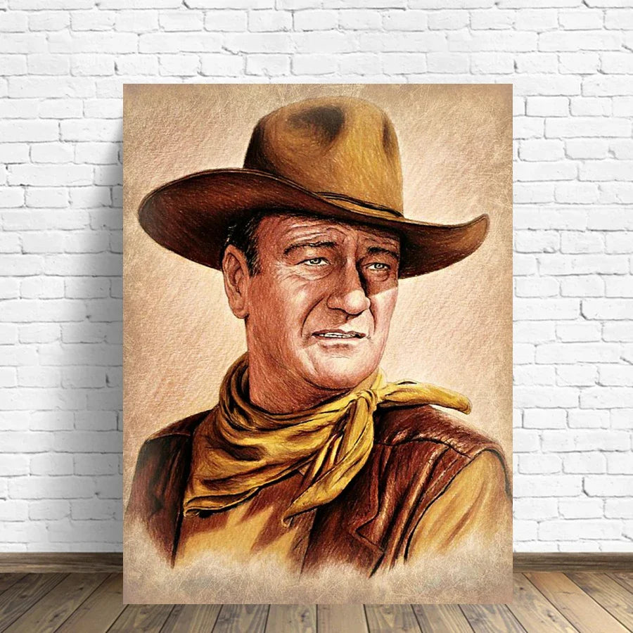 5D DIY Diamond Painting Cowboy John Wayne Full Round Diamond Mosaic Picture of Rhinestones Diamond Embroidery Home Decoration